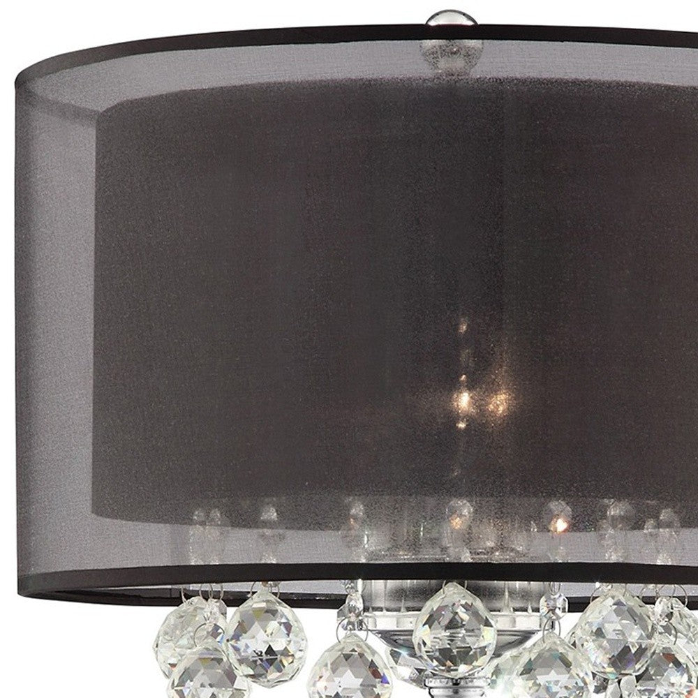 Contempo Silver Table Lamp with Black Shade and Crystal Accents