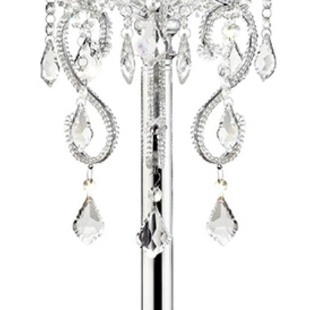 Glam Silver Faux Crystal Accent Table Lamp with See Thru Shade HomeRoots