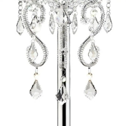 Glam Silver Faux Crystal Accent Table Lamp with See Thru Shade HomeRoots