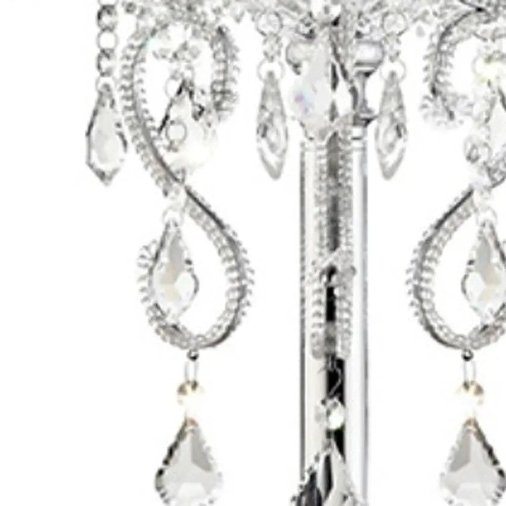 Glam Silver Faux Crystal Accent Table Lamp with See Thru Shade HomeRoots