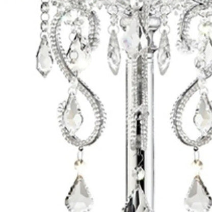 Glam Silver Faux Crystal Accent Table Lamp with See Thru Shade HomeRoots