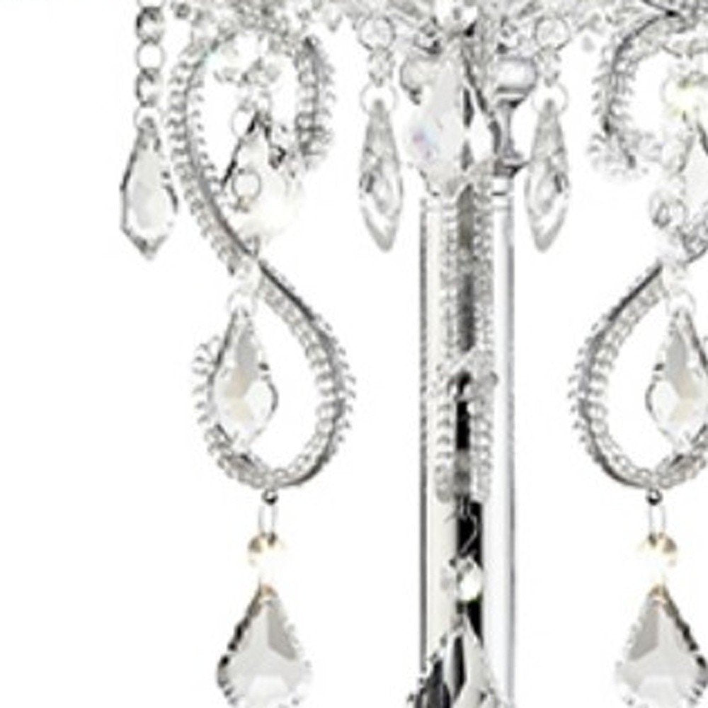 Glam Silver Faux Crystal Accent Table Lamp with See Thru Shade HomeRoots