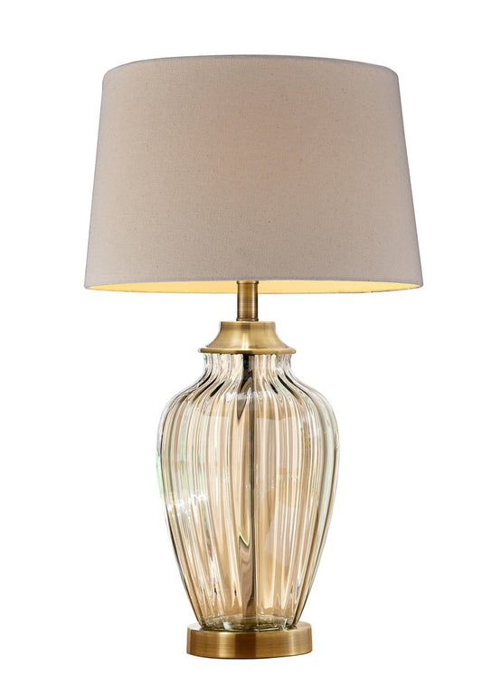 29" Bronze Metal Bedside Table Lamp With Tan Shade HomeRoots