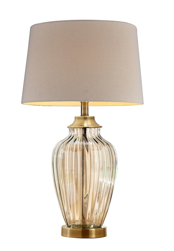 29" Bronze Metal Bedside Table Lamp With Tan Shade HomeRoots