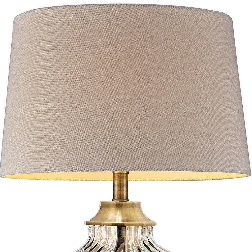 29" Bronze Metal Bedside Table Lamp With Tan Shade HomeRoots