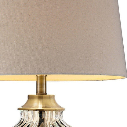 29" Bronze Metal Bedside Table Lamp With Tan Shade HomeRoots