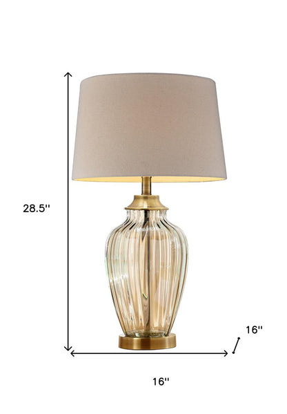 29" Bronze Metal Bedside Table Lamp With Tan Shade HomeRoots