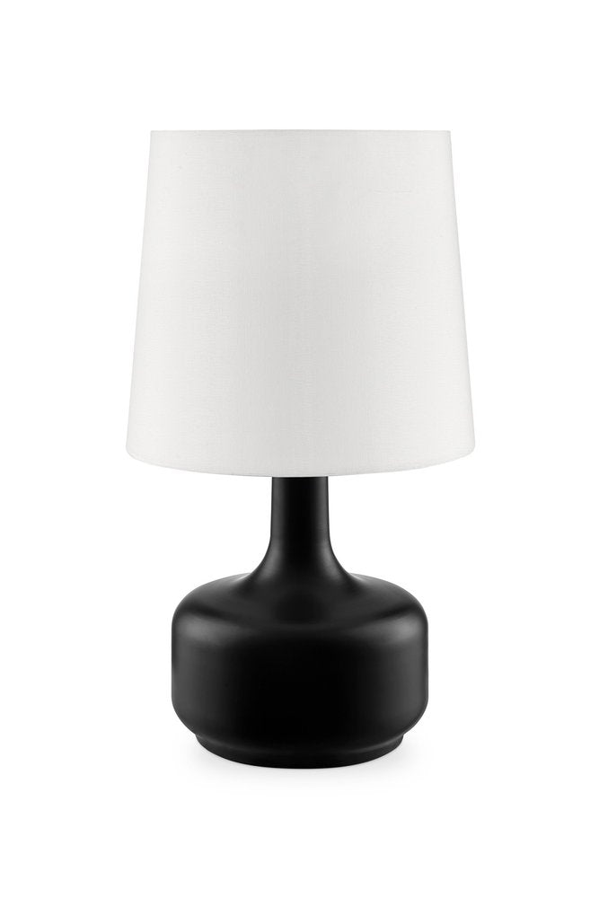 17" Black Metal Bedside Table Lamp With White Shade HomeRoots
