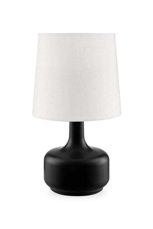17" Black Metal Bedside Table Lamp With White Shade HomeRoots