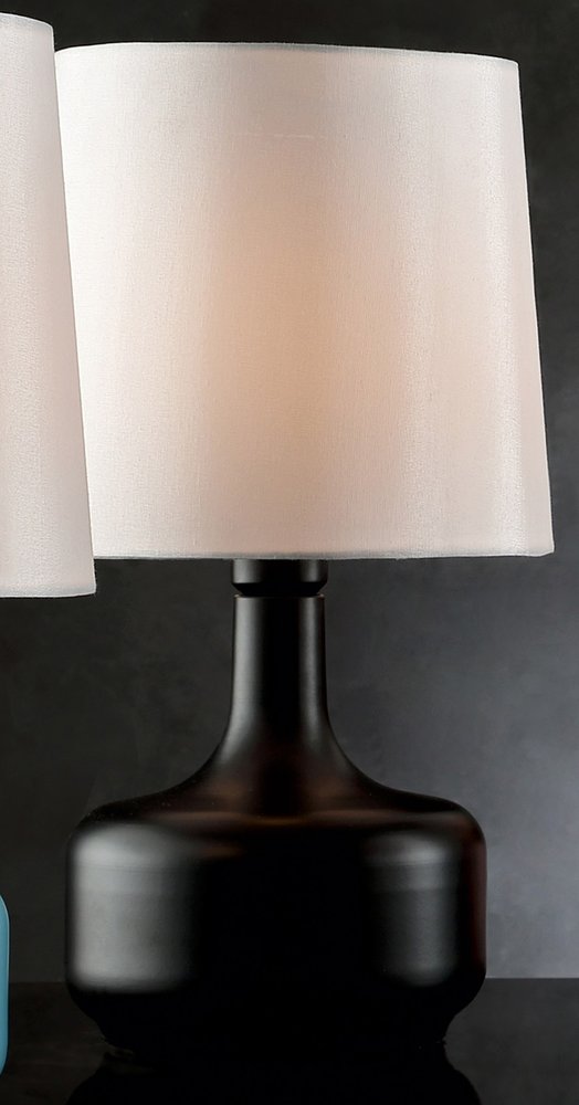 17" Black Metal Bedside Table Lamp With White Shade HomeRoots