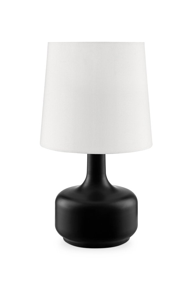 17" Black Metal Bedside Table Lamp With White Shade HomeRoots