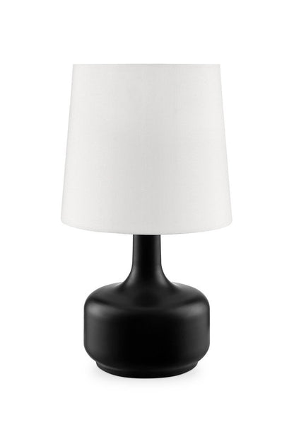 17" Black Metal Bedside Table Lamp With White Shade HomeRoots