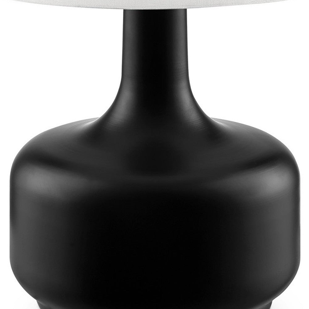 17" Black Metal Bedside Table Lamp With White Shade