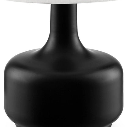 17" Black Metal Bedside Table Lamp With White Shade HomeRoots