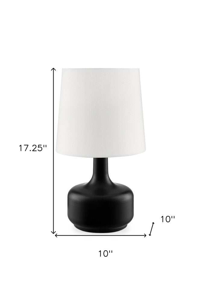 17" Black Metal Bedside Table Lamp With White Shade HomeRoots