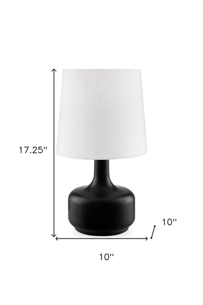 17" Black Metal Bedside Table Lamp With White Shade HomeRoots