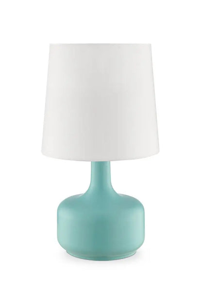 17" Blue Metal Bedside Table Lamp With White Shade HomeRoots