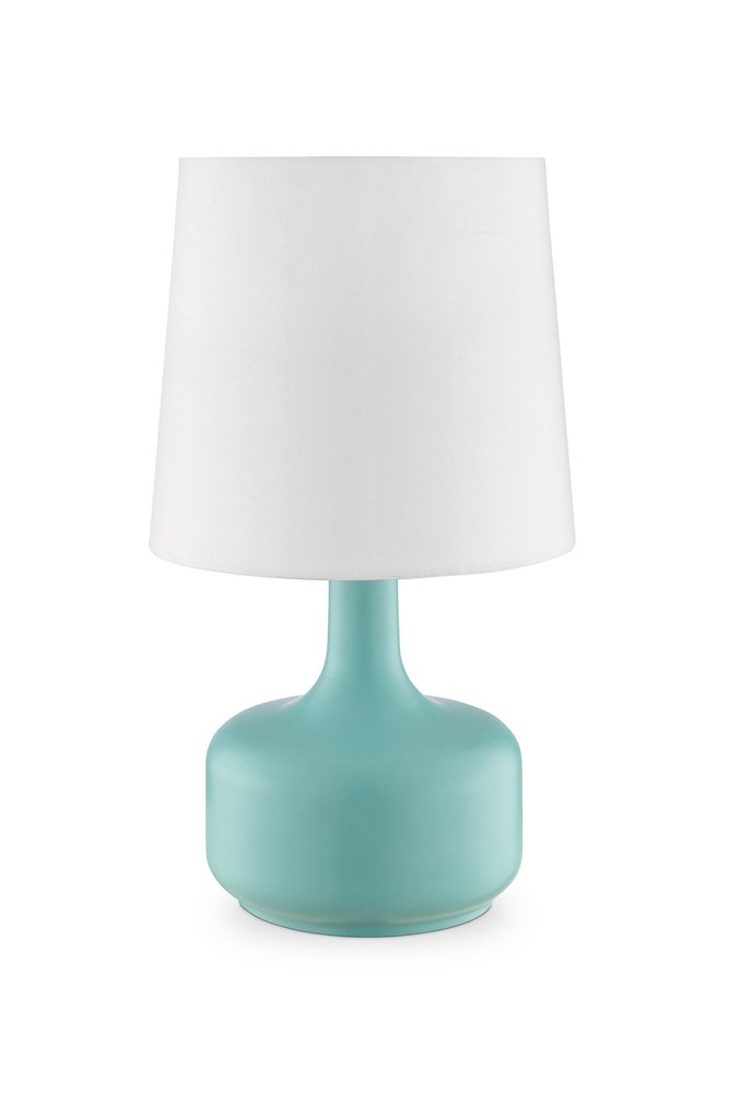 17" White Metal Bedside Table Lamp With Off-White Shade HomeRoots