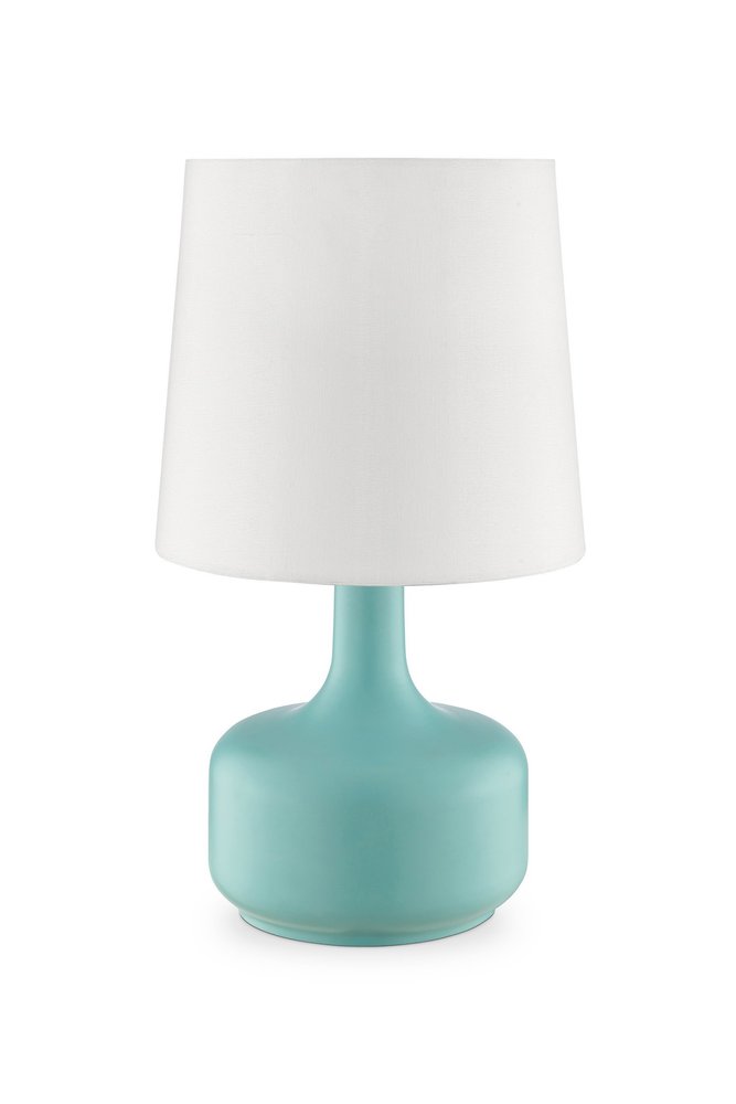 17" White Metal Bedside Table Lamp With Off-White Shade HomeRoots
