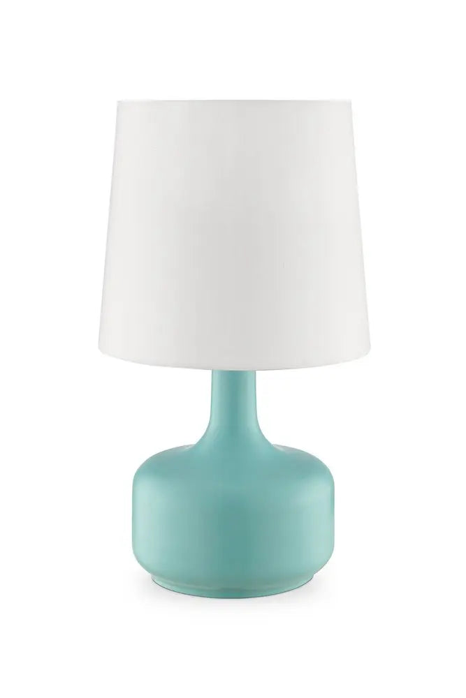 17" Blue Metal Bedside Table Lamp With White Shade HomeRoots