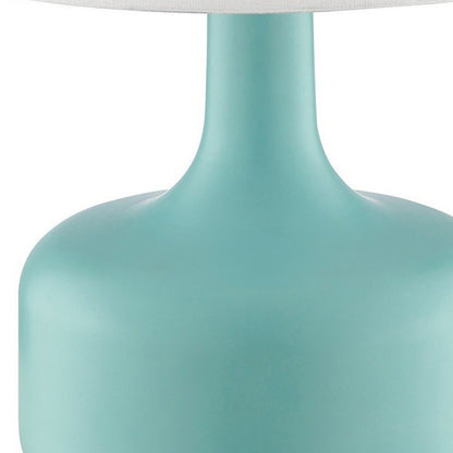 17" White Metal Bedside Table Lamp With Off-White Shade HomeRoots
