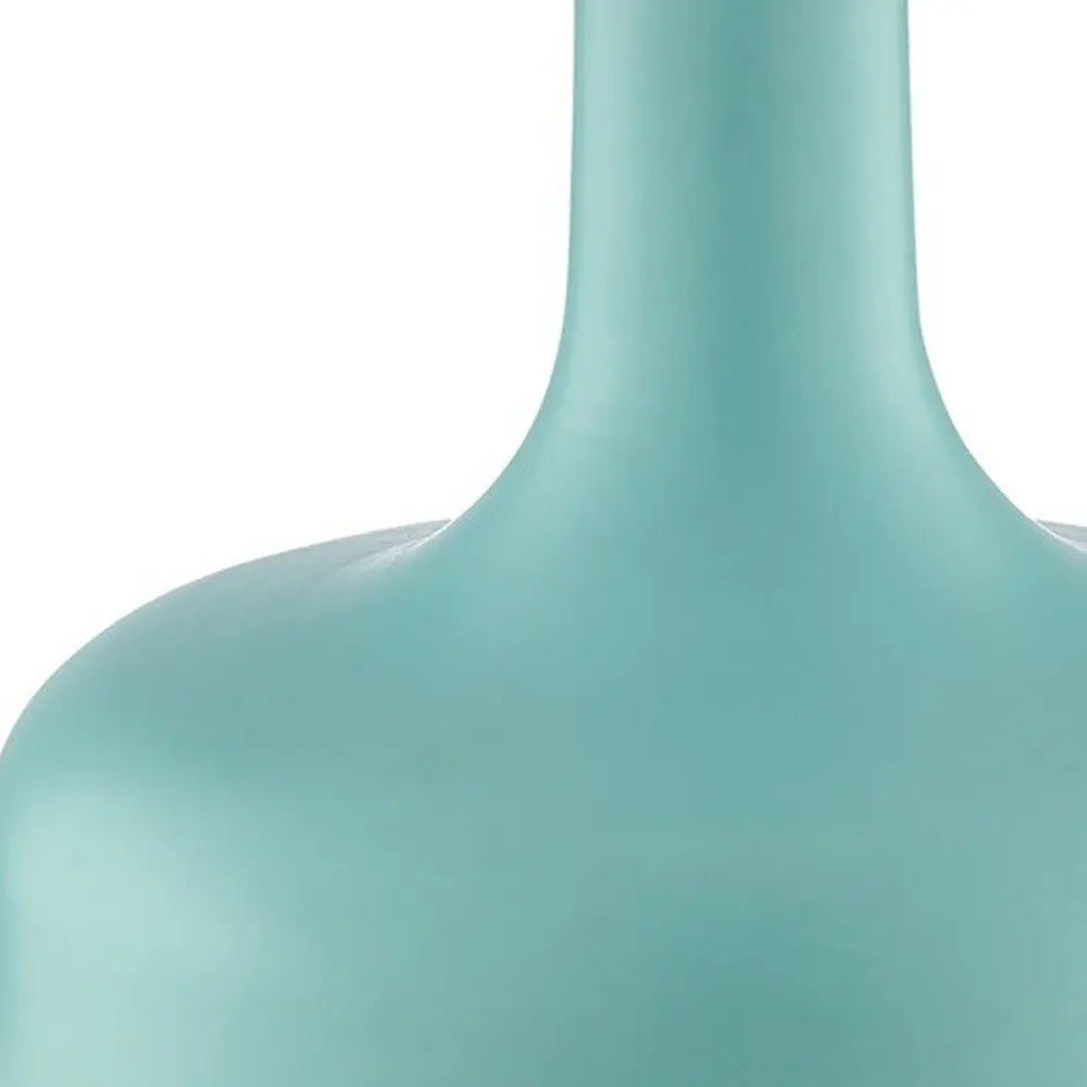 17" Blue Metal Bedside Table Lamp With White Shade HomeRoots