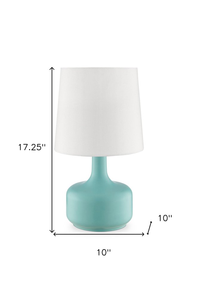 17" White Metal Bedside Table Lamp With Off-White Shade HomeRoots