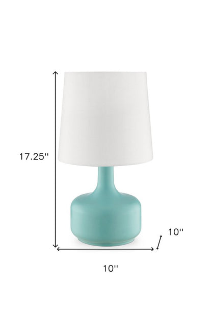 17" White Metal Bedside Table Lamp With Off-White Shade HomeRoots