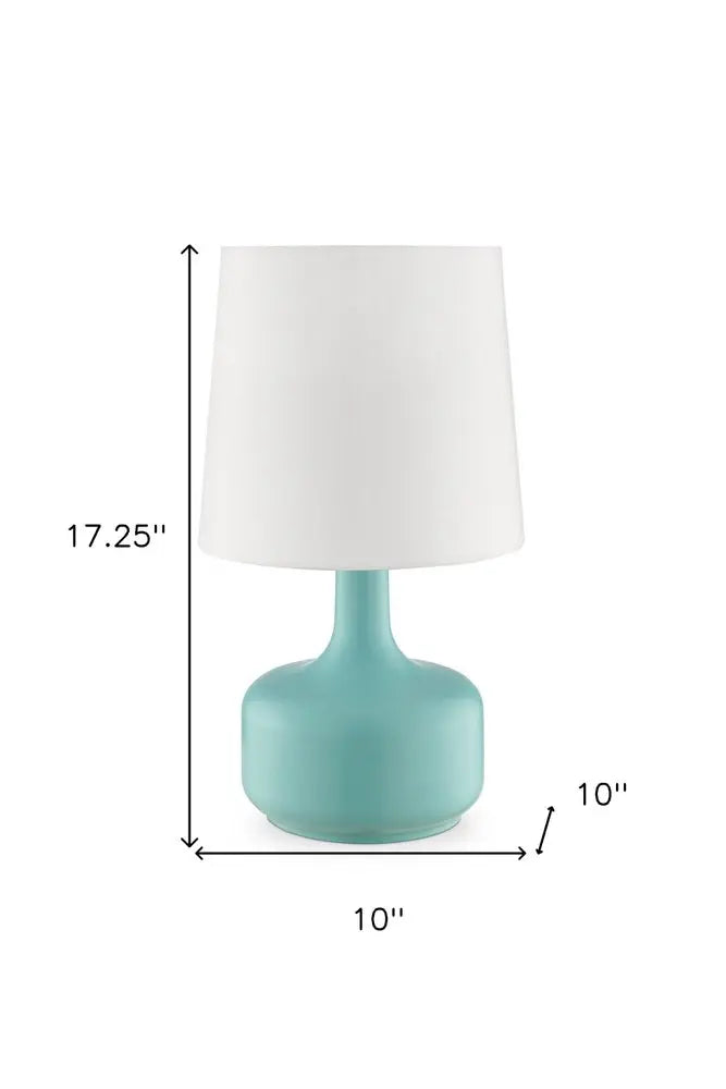 17" Blue Metal Bedside Table Lamp With White Shade HomeRoots