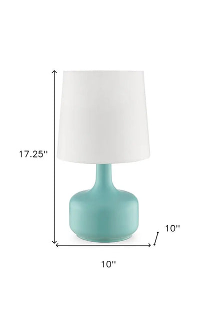 17" Blue Metal Bedside Table Lamp With White Shade HomeRoots