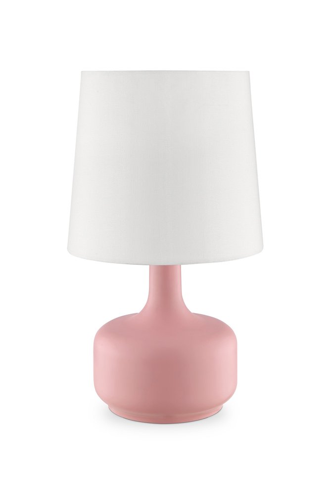 17" White Metal Bedside Table Lamp With Off-White Shade HomeRoots
