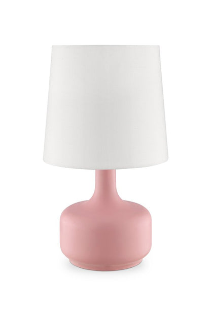17" White Metal Bedside Table Lamp With Off-White Shade HomeRoots