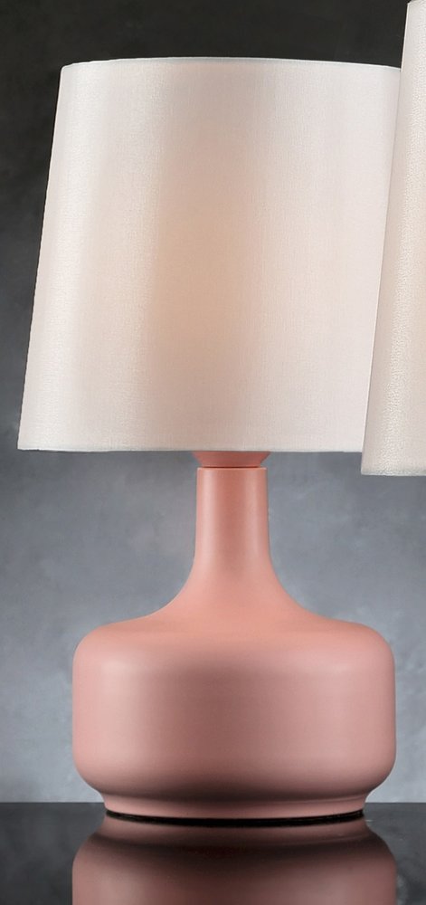 17" White Metal Bedside Table Lamp With Off-White Shade HomeRoots