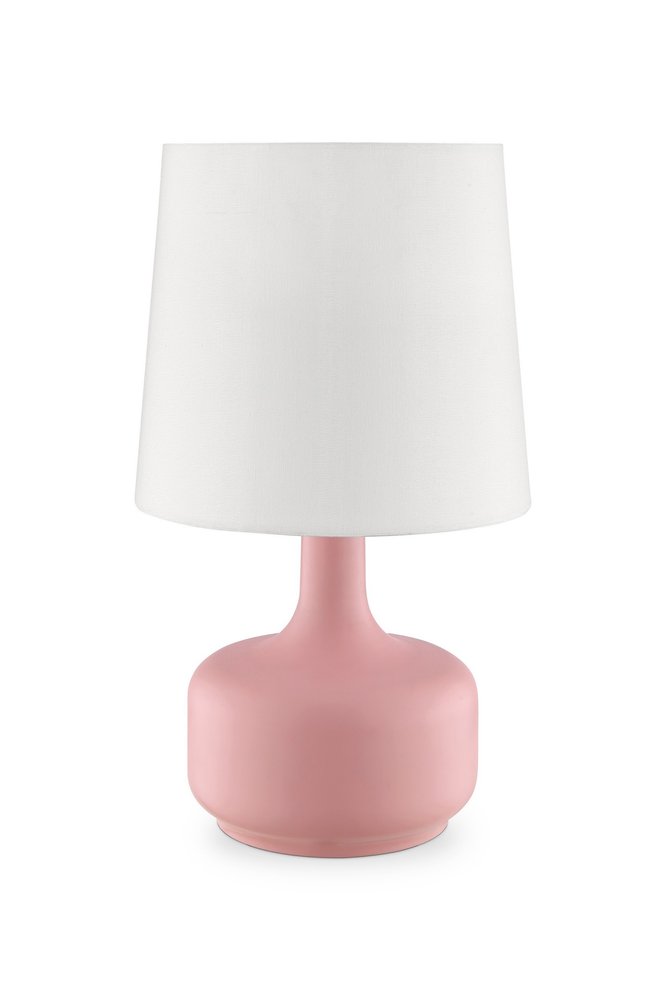 17" White Metal Bedside Table Lamp With Off-White Shade HomeRoots