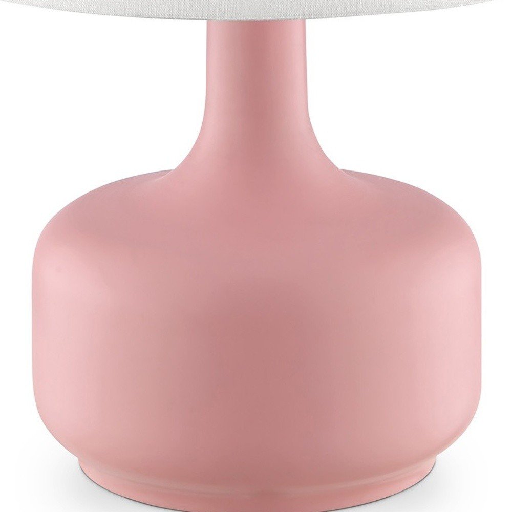 17" White Metal Bedside Table Lamp With Off-White Shade HomeRoots