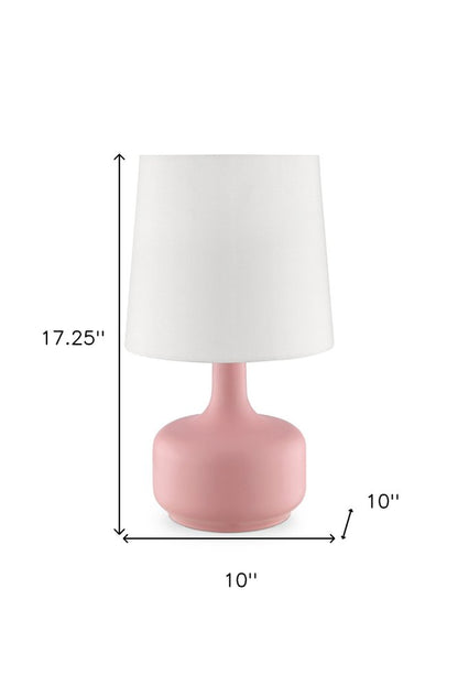 17" White Metal Bedside Table Lamp With Off-White Shade HomeRoots