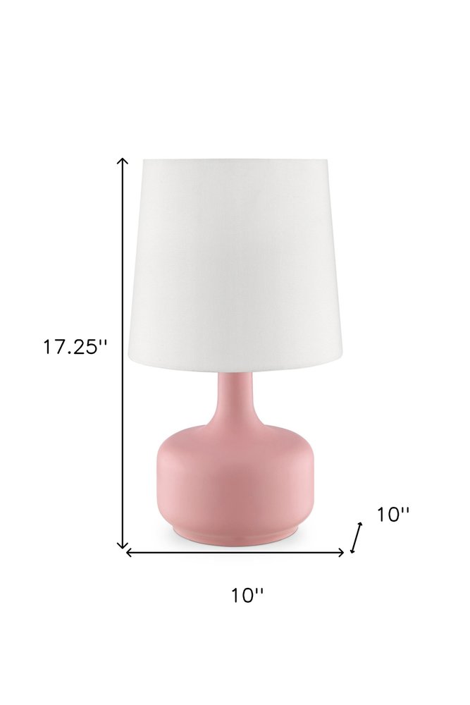 17" White Metal Bedside Table Lamp With Off-White Shade HomeRoots