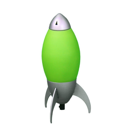 11" Green And Silver Acrylic And Metal Rocket Shaped Bedside Lamp HomeRoots