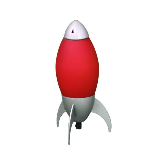 11" Red And Silver Acrylic And Metal Rocket Shaped Bedside Lamp HomeRoots
