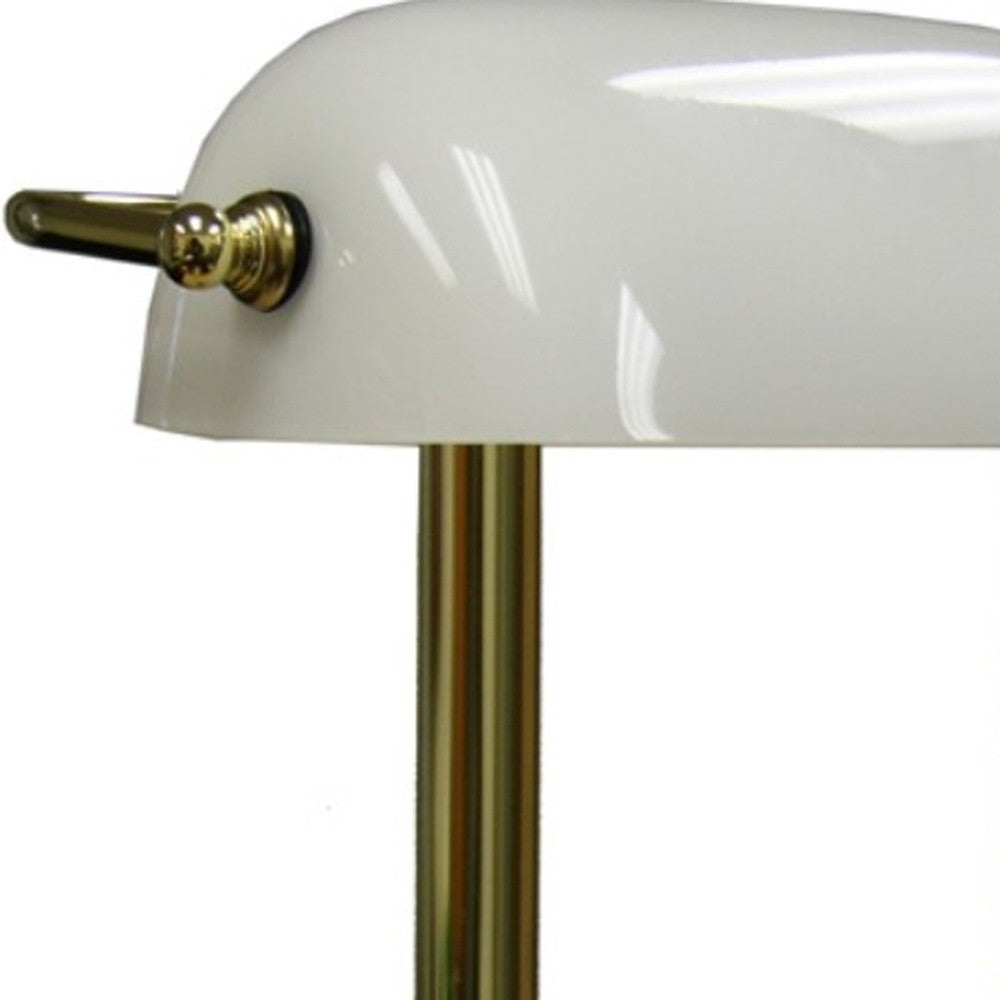 Gold and White Hooded Table Lamp