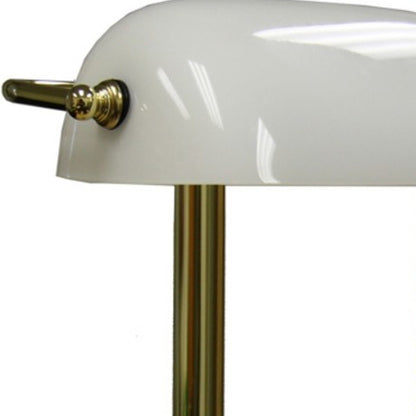 Gold and White Hooded Table Lamp