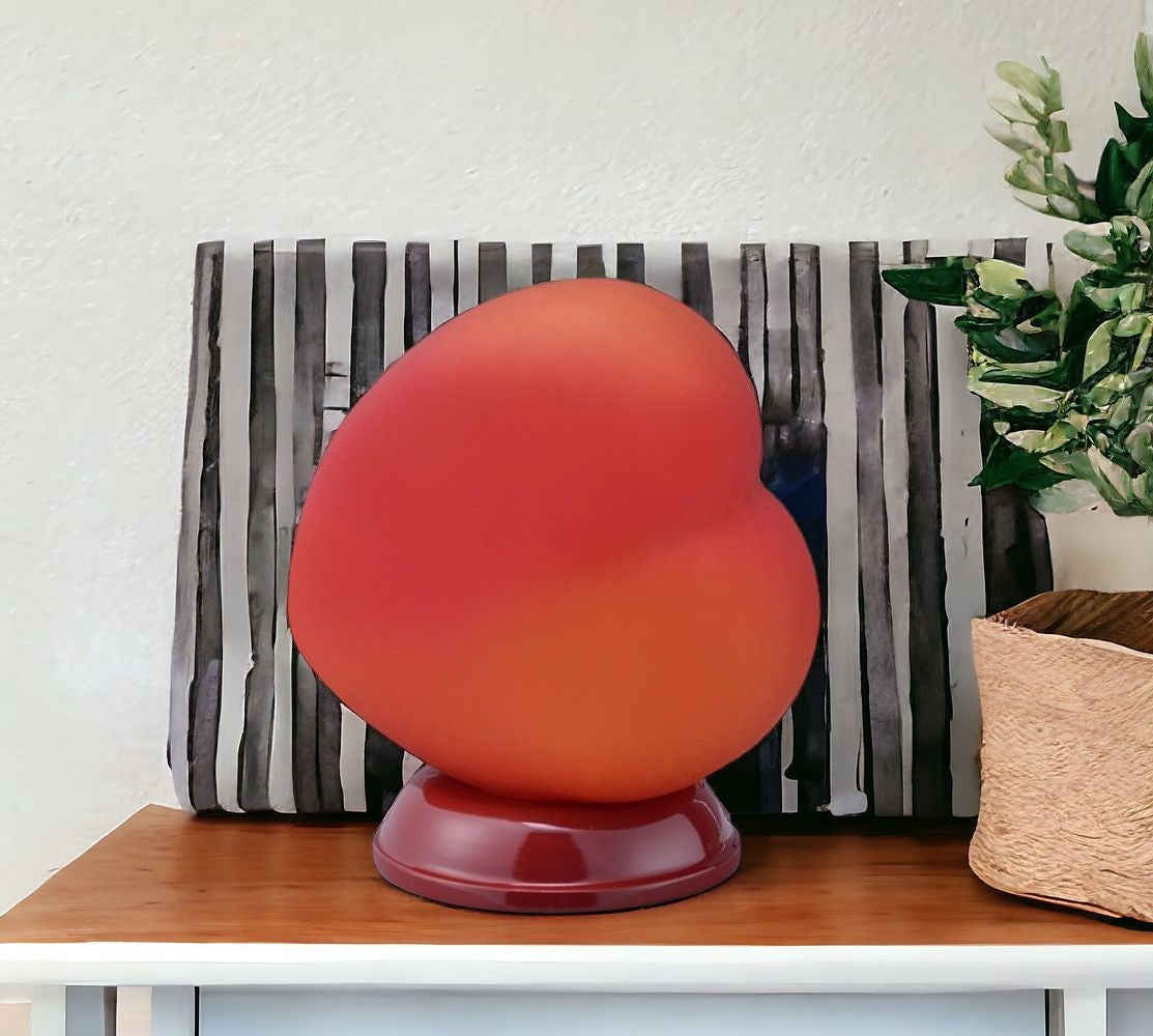 8" Red Ceramic and Glass Heart Table Lamp