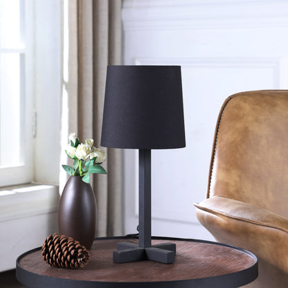 17" Black Bedside Table Lamp With Black Empire Shade