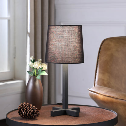 17" Black Bedside Table Lamp With Black Empire Shade