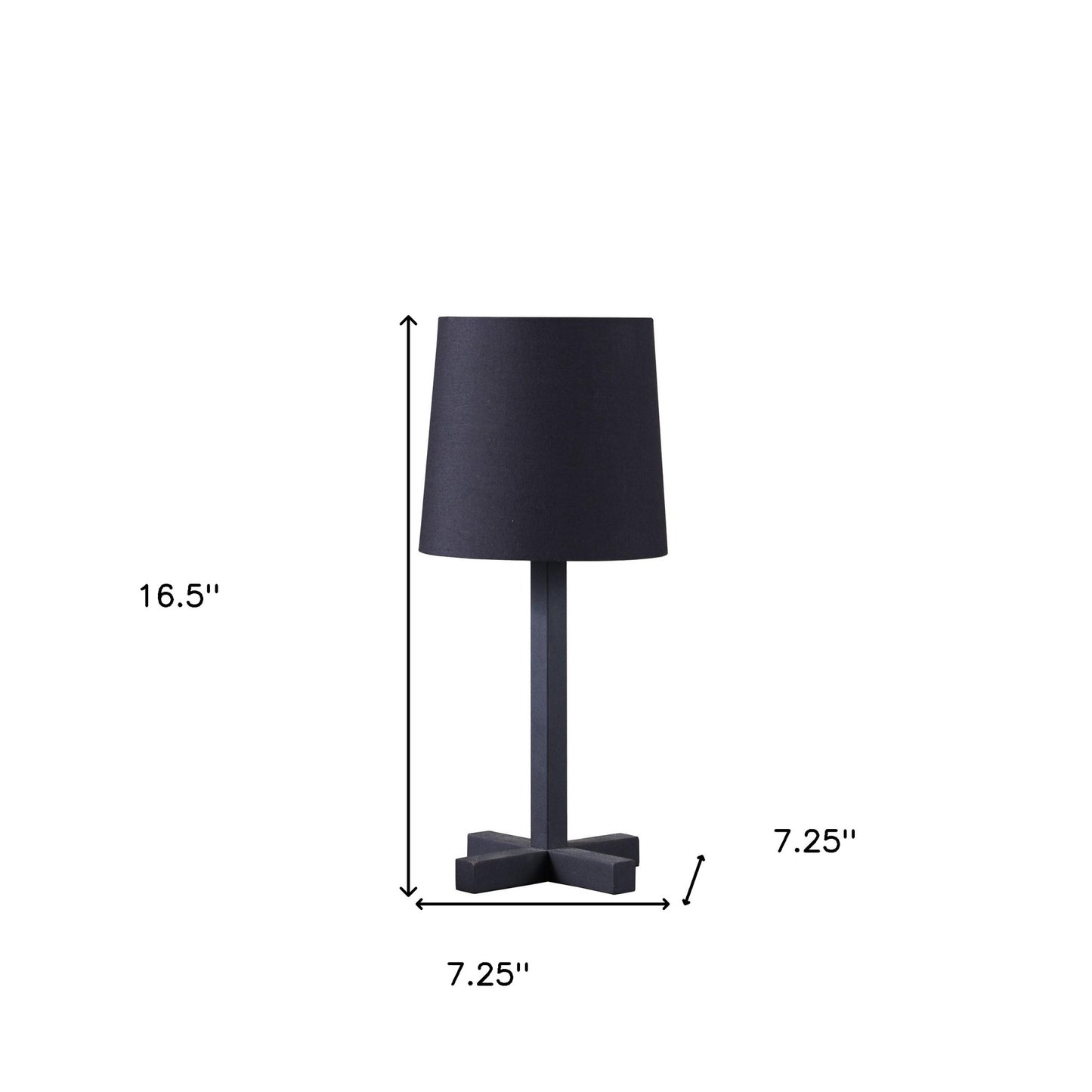 17" Black Bedside Table Lamp With Black Empire Shade