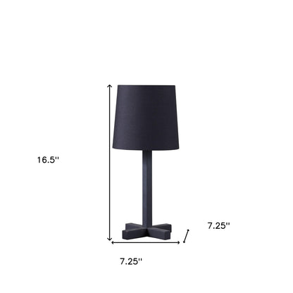 17" Black Bedside Table Lamp With Black Empire Shade