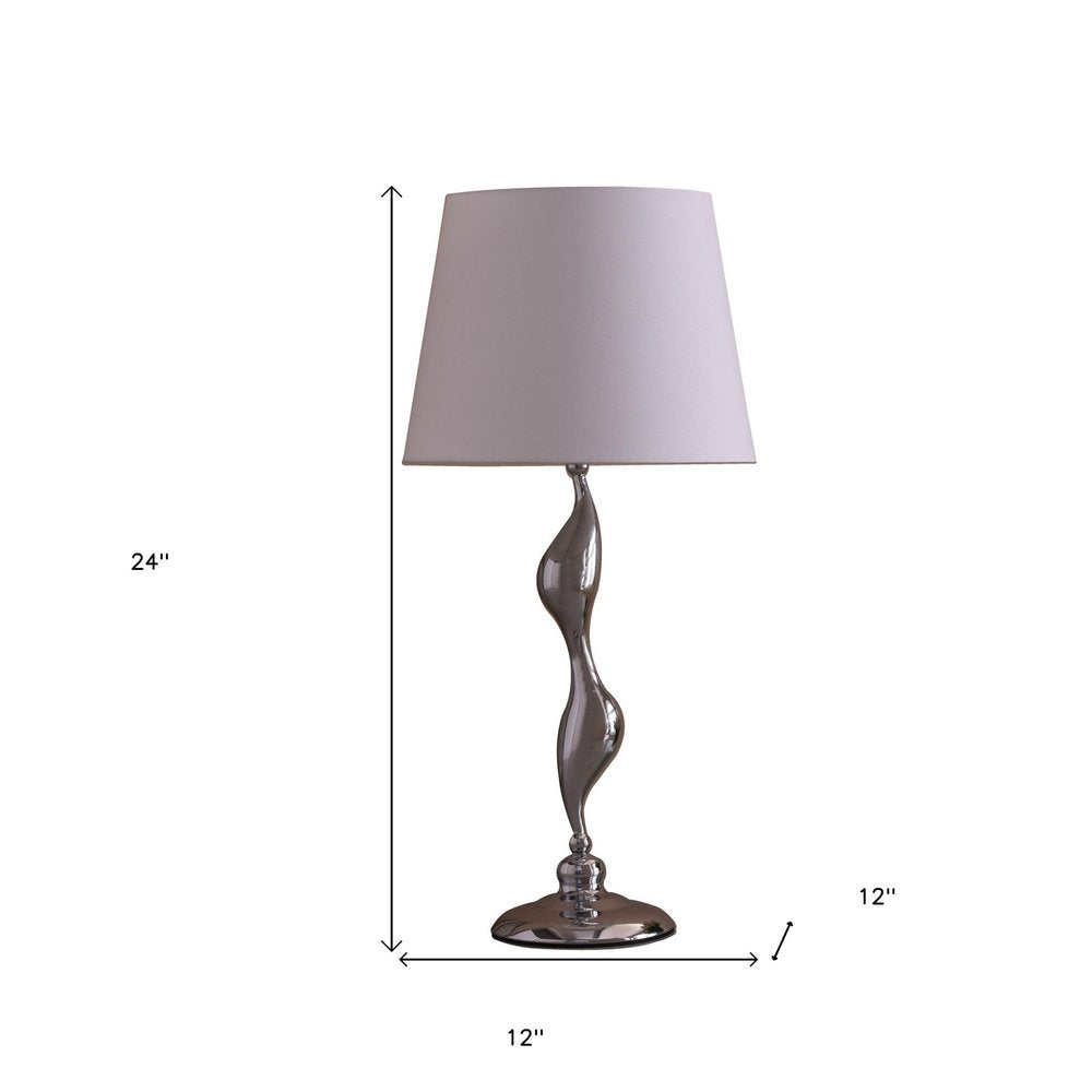 24" Silver Bedside Table Lamp With White Empire Shade HomeRoots