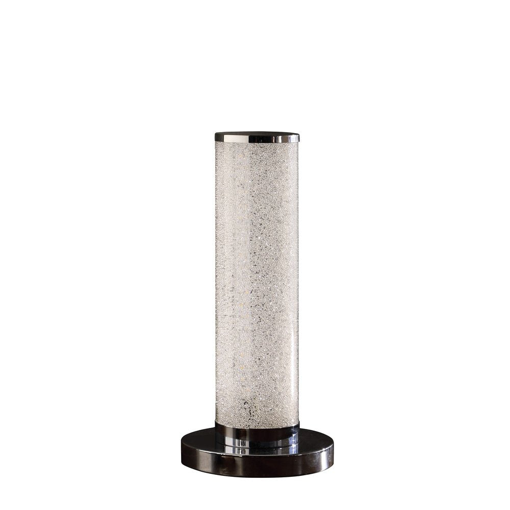 13” Modern White Sand Crystal And Steel Table Lamp — view 1