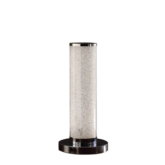 13” Modern White Sand Crystal And Steel Table Lamp HomeRoots