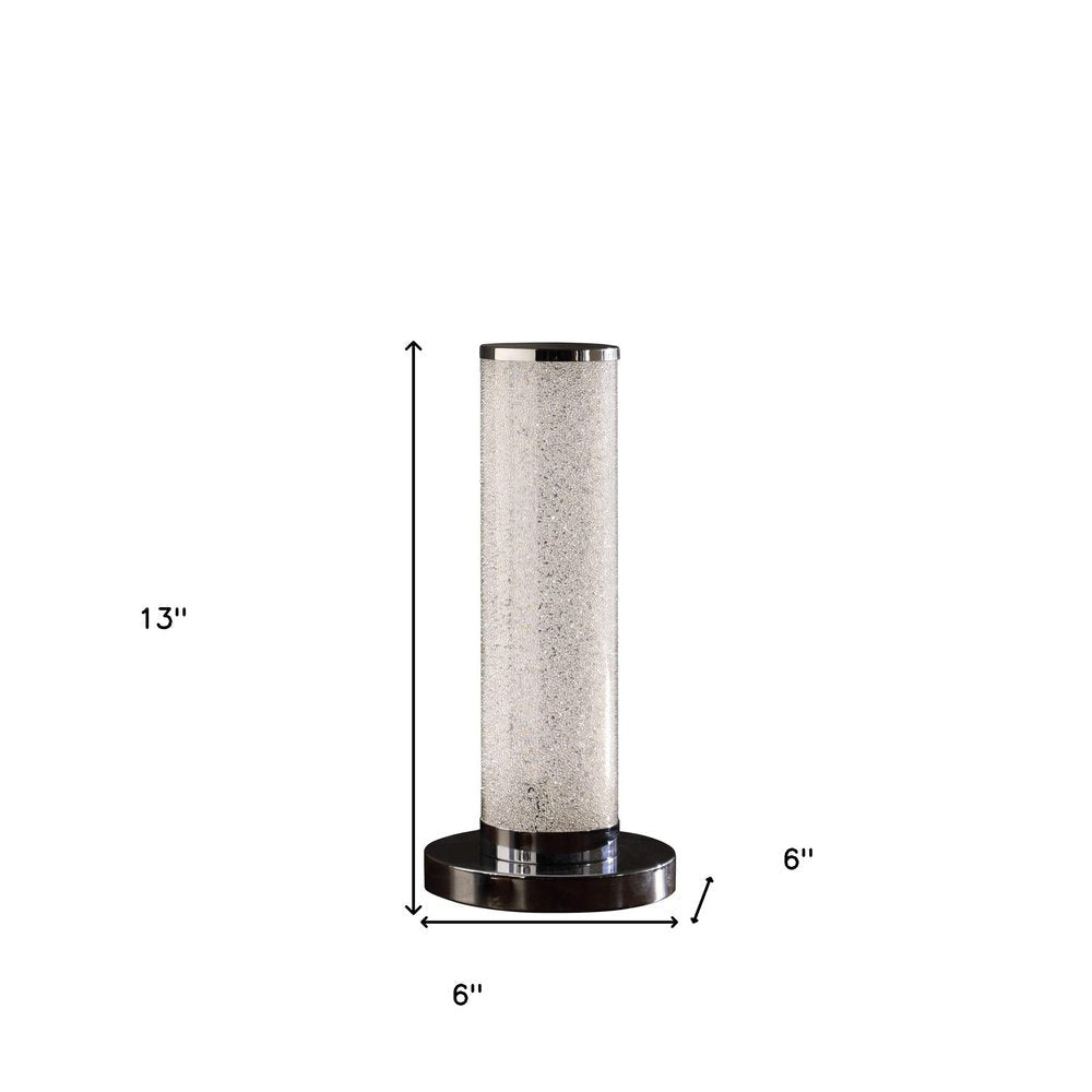13” Modern White Sand Crystal And Steel Table Lamp — view 4